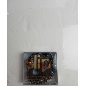NWT Slip Unisex Pure Silk Skinny Scrunchies, Black/white-OS